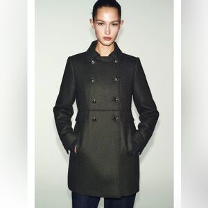 ZARA DOUBLE BREASTED WOOL BLEND BLAZER COAT